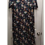 Sami & Jo  Size XL Navy Blue Floral Boho Trim Short Sleeve Stretch Maxi Dress Photo 2