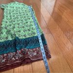 ZARA  wide leg flowy printed viscose palazzo pants green Sz M Photo 8