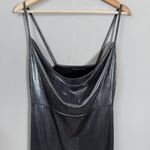 Nasty Gal Sheen There Done That Cowl Neck Midi Dress Women 8 Silver Metallic NWT Photo 7