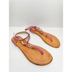GBG Los Angeles T Strap Sandals Size 7.5 Pink Gold Logo Ankle Strap Pink Photo 1