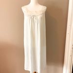 Elegant Light Teal Lace Trim Slip Dress White Size M Photo 3