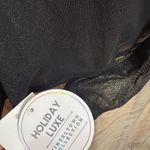 Tinsel Town Black Iridescent Shimmer Mock Neck Metallic Sheer Long Sleeve Top XL Photo 4