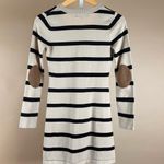 Pink Rose Size Petite Small Elbow Patch Sweater Dress Retro Striped Nautical Photo 1