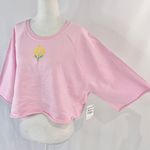 BP New  Flower Embroidered Short Sleeve Cropped Sweatshirt Pink Photo 8