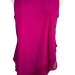 Larry Levine L. Levine Embellished Neck Sleeveless Asymmetric Hem Magenta Tank Top Photo 0