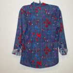 French Laundry Women’s Button Down Blouse Roll Tab Long Sleeves Floral EUC Sz M Photo 6