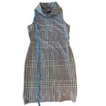 J. McLaughlin  women's navy/white houndstooth plaid cowl neck dress. Small.‎ EUC Photo 3