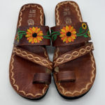 Vicenta's Artisan Boutique‎ Shoes Womens Size 9 Floral Embroidered Sandals Brown Photo 0