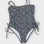 SheIn dark Navy ditzy floral one piece swimsuit Size L Photo 0