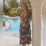 Hutch Danni Dress Teal Jungle Midi Wrap Floral Puff Sleeve Size Medium NWT Photo 3