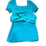 Draper James RSVP Squareneck Puff Sleeve Dress linen blend sz XL bright teal Photo 8