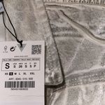 ZARA NWT  Women's Silver Metallic Shiny Cotton Crop  Jacket Bloggers Fave Photo 6