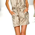 Cynthia Steffe  satin ruffle v neck utility belted mini shirt dress size 8 Photo 0