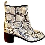 Nordstrom NWOT Snakeskin Textured Black, Brown & Cream Chunky Heel Ankle Boots Photo 0