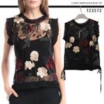 Gracia NWT Floral Embroidered Sheer Top Photo 1