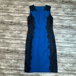 Brand Unknown Women's Mini Sleeveless Fitted Dress S SM Small Blue Black Lace Photo 3