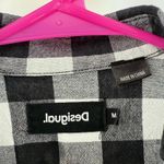 Desigual  Shirt Women's Size Medium 'Vive' Patchwork Plaid Long Sleeve Cotton B&W Photo 5