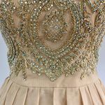 B Darlin New  Embellished Halter Pleated Fit & Flare Dress Nude Metallic Juniors Size 3 Photo 6