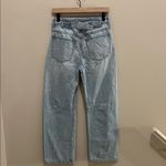 ZARA Relaxed Fit Light Wash Distressed Denim Straight Leg Jeans Buckle Back 2 Photo 7