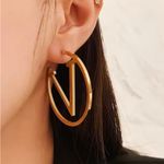 V Gold Hoop Earrings Photo 2