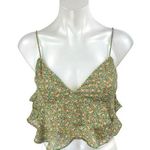 Dress Forum Green Floral Sleeveless Tiered Ruffle Cami Tank Crop Top Size S Photo 0