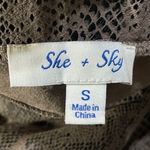 She & Sky Faux Snake Legging Zip Side Size S Small Cream Black Pant Photo 2