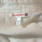 Sundry White Button Down Trim Shirt XS Oversized Tunic Top Lightweight Cotton Photo 10