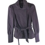 French Connection  Purple Wool-Blend Belted Womens Peacoat Jacket Puff Sleeve 4 Photo 0