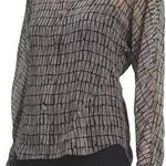 Theory Printed Georgette Cinched Shirt Tile Grey Black Small M0805505 MSRP $345 Photo 0