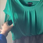 EXPRESS Enfocus 14w Green top Black white printed skirted Mini Dress Photo 2