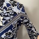 Maggy London Dress Midi Floral Sheath Long Sleeve Lined Cocktail Travel Blue Photo 7