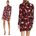 ALC Frank A.L.C. Silk Marcel Floral Draped Floral Stretch Mini Dress Black Pink Size 10 Photo 1