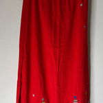 vintage michael simon Red Christmas Holiday Embroidered Maxi Skirt Small Photo 0