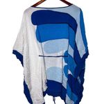 Marimekko For Target Poncho Swimwear Cover Up Mini Dress White/Blue Womens S/M White Photo 2