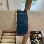 J.Crew Navy Blue Enamel Gold Tone Wide Bangle Bracelet Photo 0