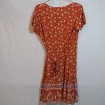 R. Vivimos Orange and Purple Bohemian Patterned Mini Wrap Dress Size 12 Photo 7