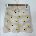 ZARA  Cream Crocheted Mini Skirt With Embroidered Sunflowers S Photo 0