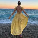 Free People  Feeling Bonita Midi Maxi Dress in Yellow Size Large Romantic Dainty Photo 4