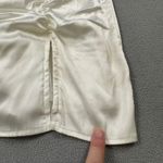 superdown  Revolve White Satin Mini Dress S Lace Trim Tie Strap Ruched Bodycon Photo 6