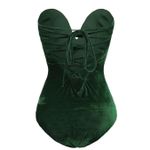NWT Velvet Sweetheart Neck Strapless Bodysuit Bustier Top Cross Back XXL Green Photo 3