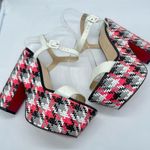 Christian Louboutin  Rare bella platform sandal white leather strappy tweed 41 Photo 4