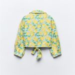 ZARA  Printed Linen Blend Cropped Blouse Photo 5