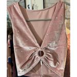 Fashion Velvet Crop Top Stars Light Pink With Silver Stars Women’s S NWT Photo 4
