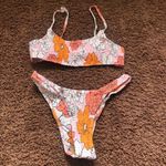 VOLAFA Women's Smocked Ruched Triangle Bikini Print Swimsuit Set 2 Piece Small Pink Photo 5