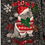 Women’s Black White Meowy Christmas Cat Pullover Sweater Snowflakes Size XL Photo 2
