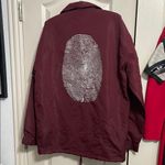 Melody Ehsani 💖 Melody Eh$ani x LA BeautyCon Oversized Maroon Fingerprint Coach's Jacket Photo 2