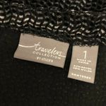 Chico's  Travelers Womens Cardigan Velvet Burnout Geometric 3/4 Sleeve Gray Size 1 Photo 2