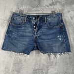 Levi's  501 Shorts‎ Womens 14 32 Blue Original Denim Casual Classic Rugged Cutoffs Photo 2