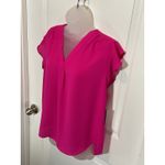 NWT CHAUS Hot Pink V Neck Flutter Sleeve Tunic Top Women's Medium Career Work Photo 5