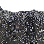 Papell Boutique  Evening Black Blue Beaded Floral Embroidered Silk Cocktail Top Photo 2